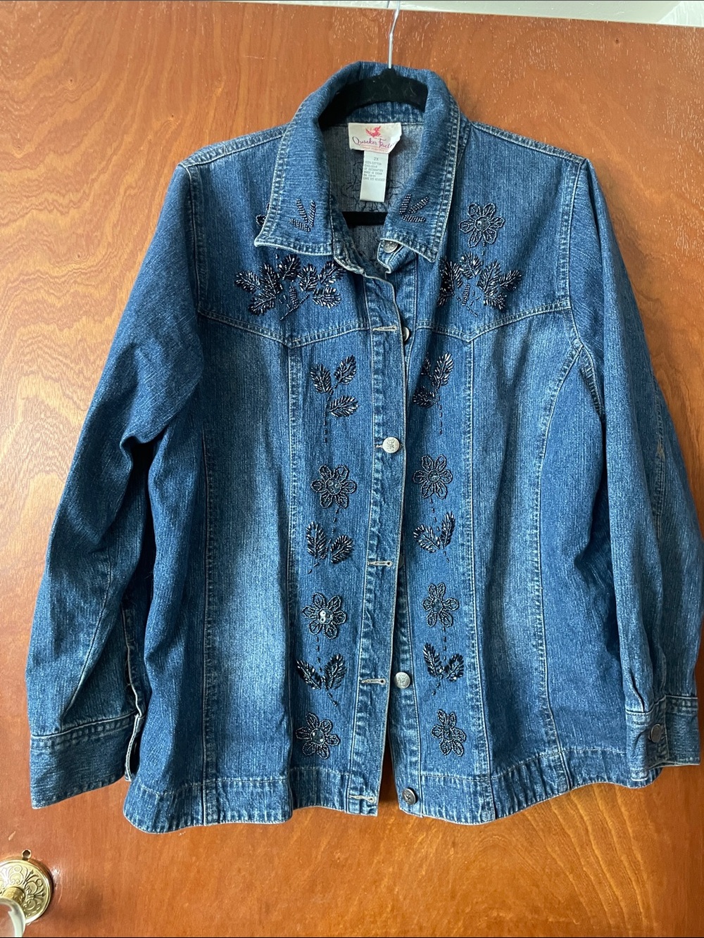 Quacker Factory jean jacket with beading